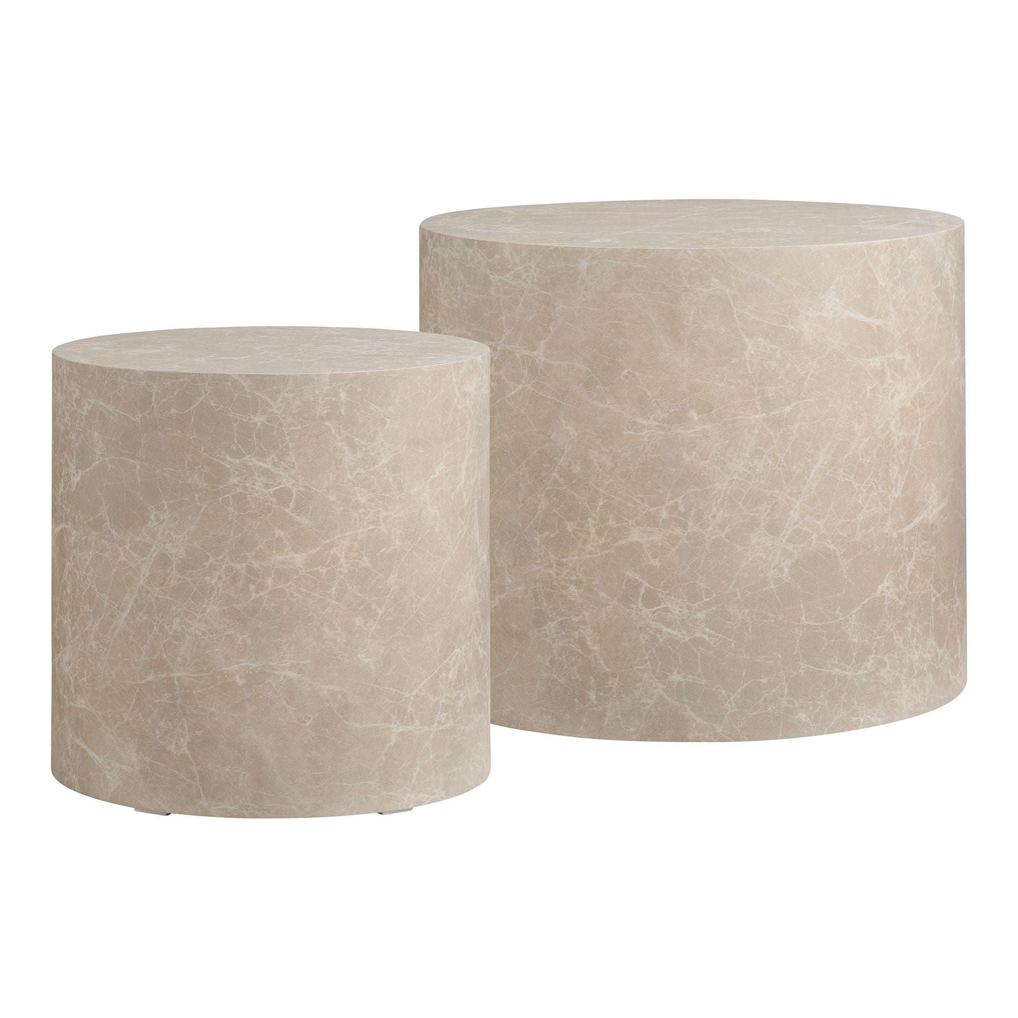 Prague Salontafels – Rond Beige Marmerlook Set van 2